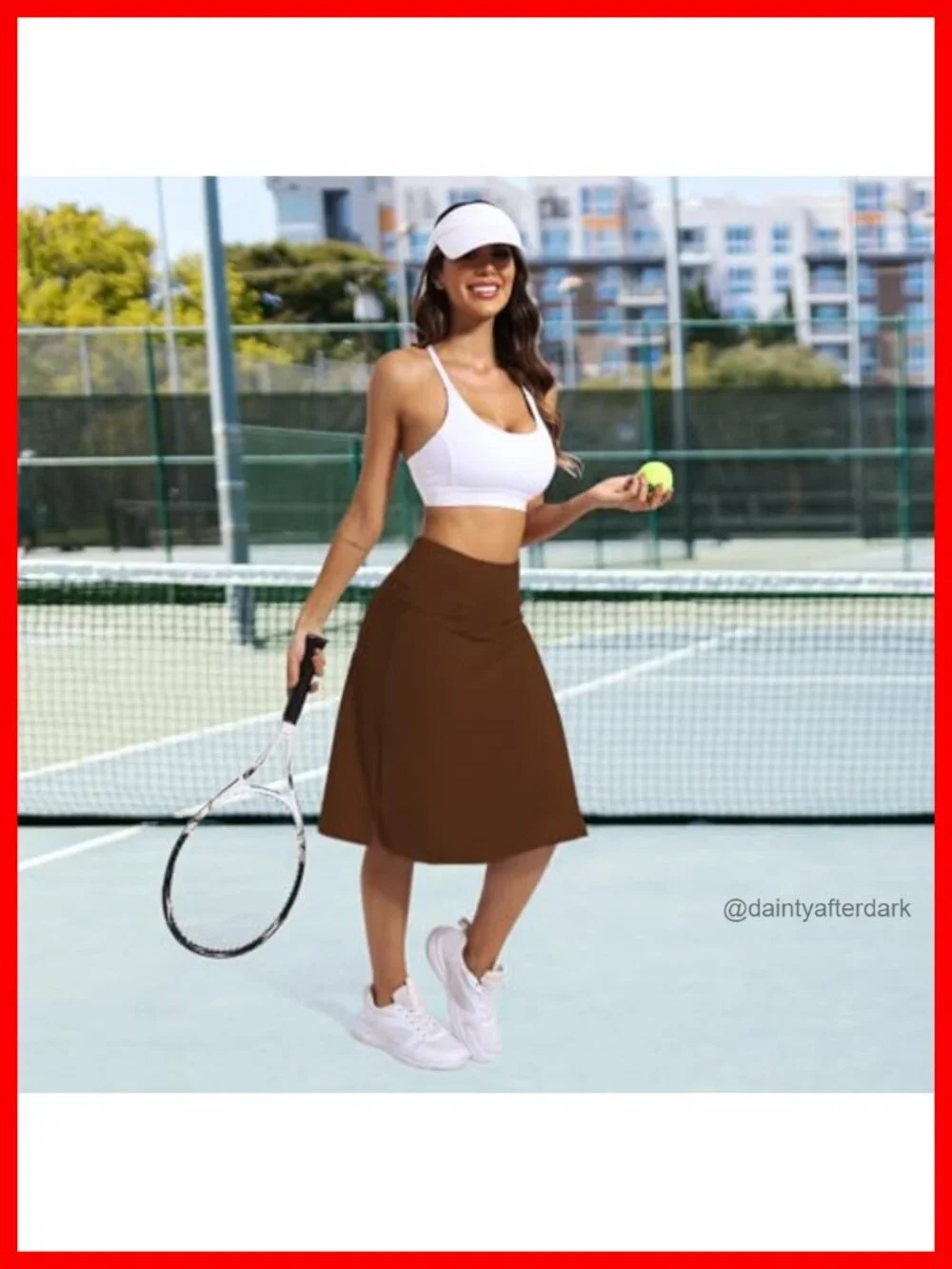 Women's Athletic Skort Knee Length with Pockets High Rise Active Running Skirt